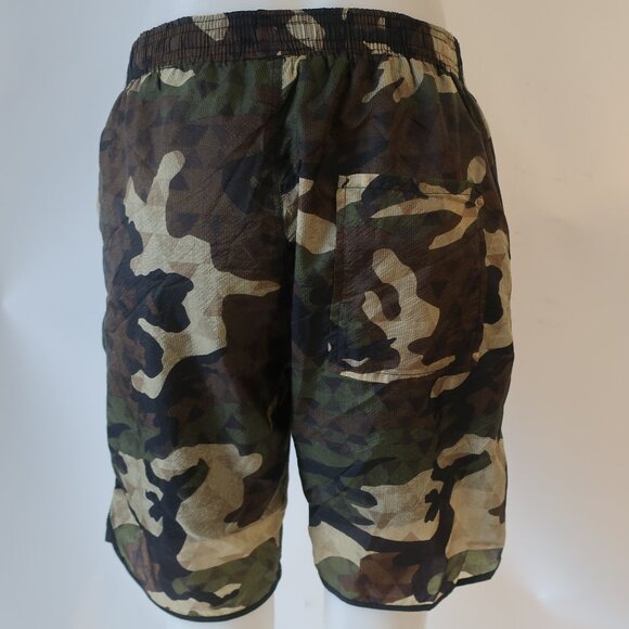 Mens Son of a King Brown Olive Green Black Camo Flat Front Drawstring Shorts L - Picture 6 of 7